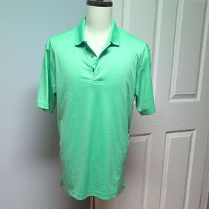 Oxford America Mint Green Shimmer Honeycomb Pattern Polo Size L